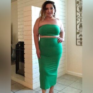 Green Strapless Two-Piece Dress